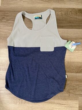 Magellan Outdoors Striped Navy & White Racerback Tank